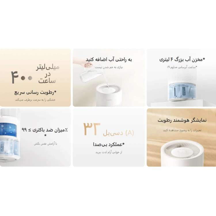 دستگاه بخور سرد و رطوبت ساز هوشمند شیائومی مدل Smart Evaporative Humidifier
